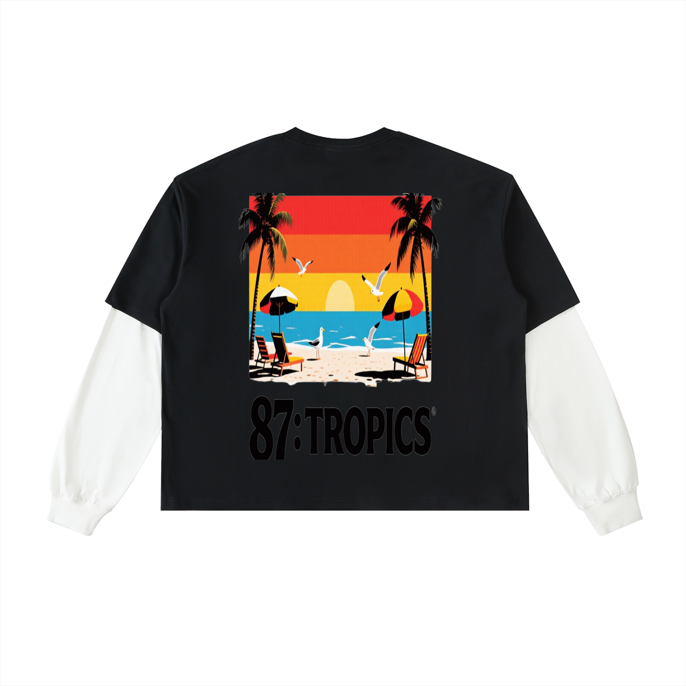 Stacia Layered Contrast Sleeve Cotton T-Shirt