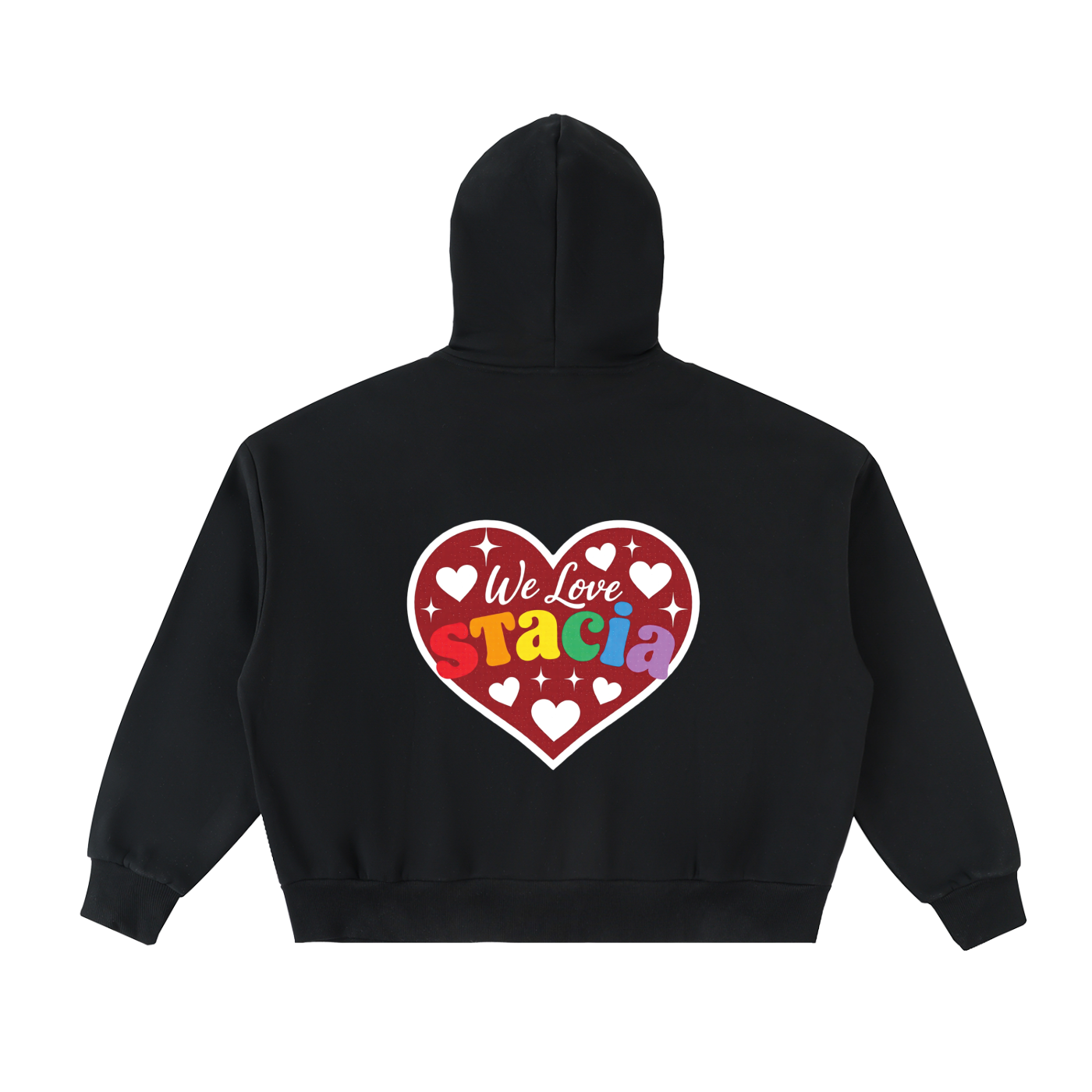 Stacia Heart Fleeced Full-Zip Boxy Hoodie