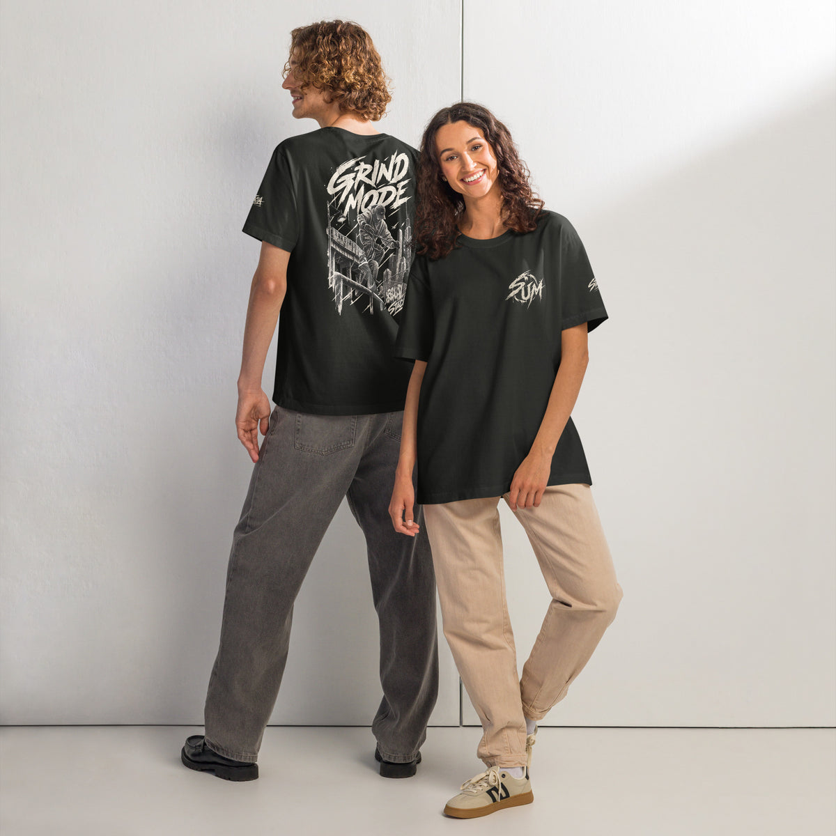 Urban Motion Vintage Streetwear Oversized T-Shirt Grind Mode - STACIA graphic streetwear - front view