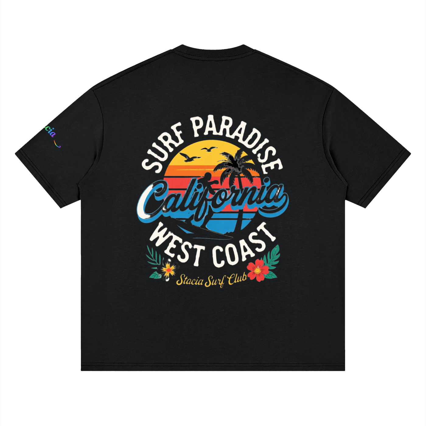 Stacia surf Club Streetwear Loose Drop Shoulder T-Shirt