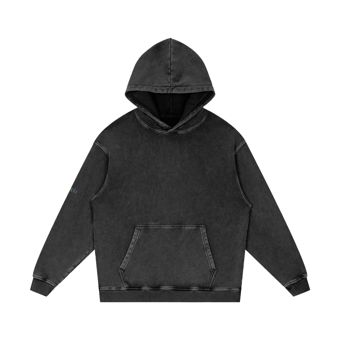 Stacia Snow Washed Loose Cotton Hoodie Arm Logo