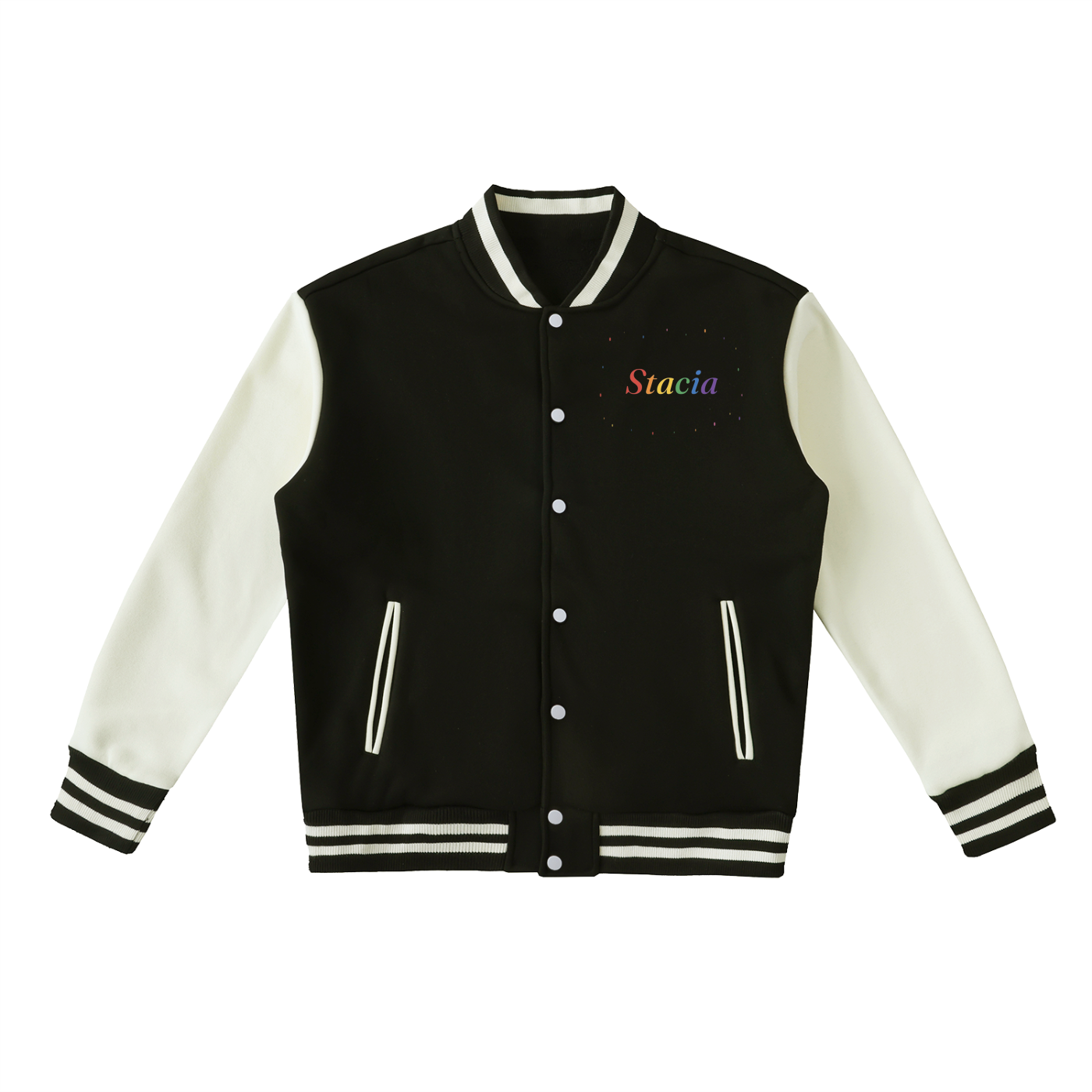 Stacia Two-Tone Fleeced Varsity Jacket