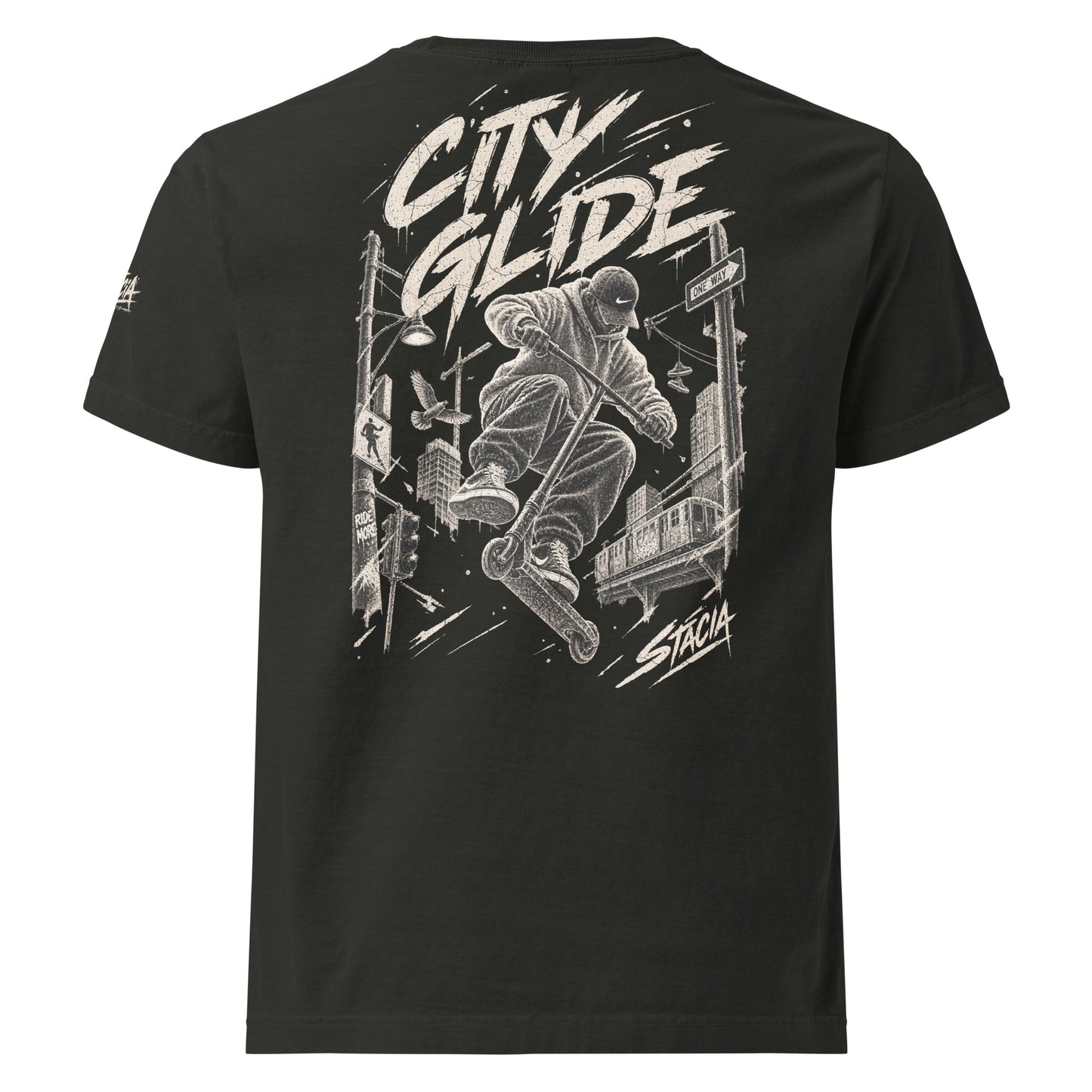 Urban Motion Vintage Streetwear Oversized T-Shirt Scooter - STACIA graphic streetwear - front view