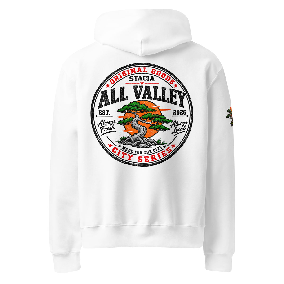 City Vintage Streetwear Oversized Hoodie All Valley - STACIA graphic streetwear - front view