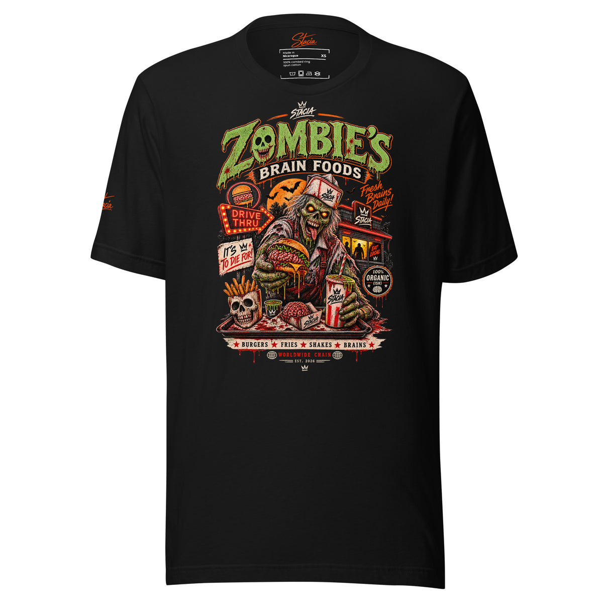 Zombie T-shirt - STACIA graphic streetwear - front view