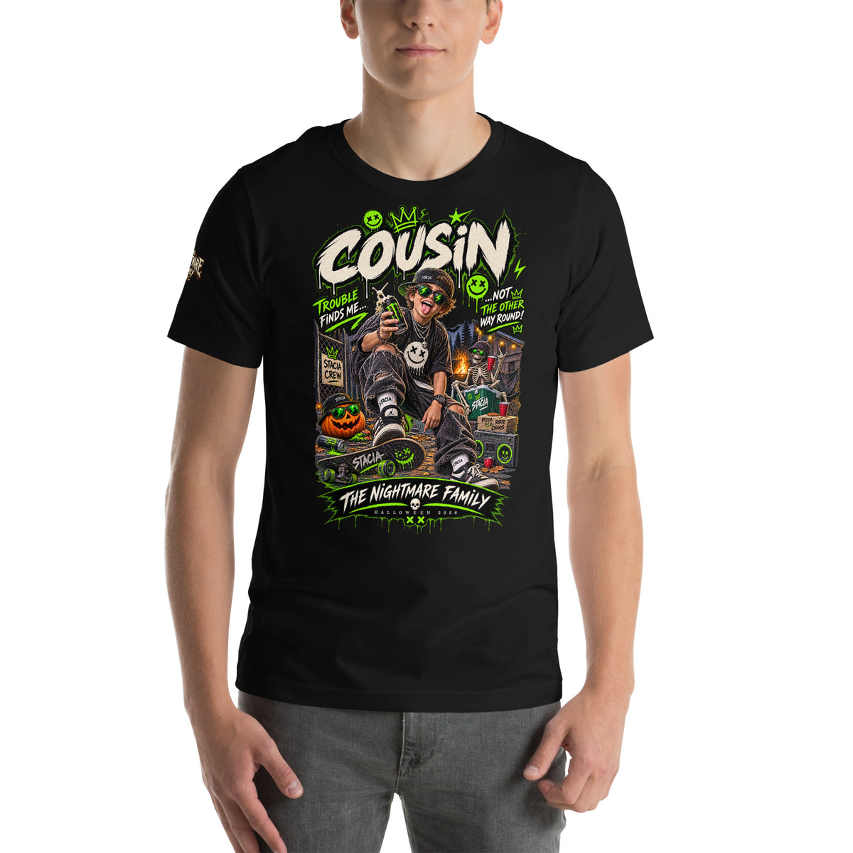 Nightmare Family Cousin - STACIA graphic streetwear - front view