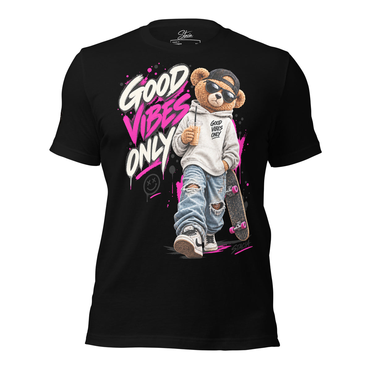 Bear Good Vibes - STACIA graphic streetwear - front view