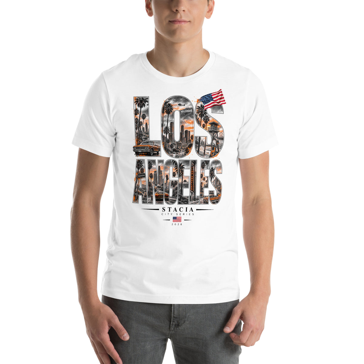 LA T-shirt - STACIA graphic streetwear - front view